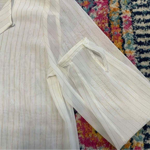 Tommy Hilfiger Metallic Shimmer Ruffle Front Blouse - Picture 8 of 14